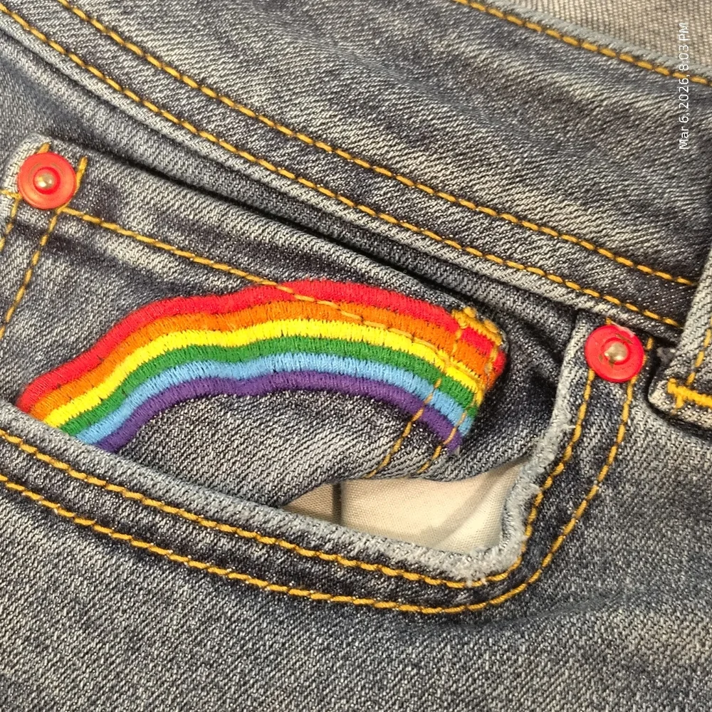 INC Rainbow Fringe Cropped Skinny Jeans Indigo Denim Women's Size 6 RAW HEM - Picture 3 of 9